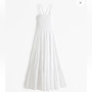 Abercrombie white maxi dress with smocked bodice